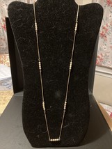 Vintage 28 in. Gold Tone And Mini Faux Pearl Napier Necklace - £13.21 GBP
