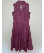 J. Peterman Sleeveless 1947 Pink Button Front Polka Dot dress size 12 EUC  - £51.82 GBP