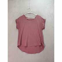 Olive + Oak Blouse Top Womens Small Mauve Polyester Short Sleeve Round Neck - £16.16 GBP