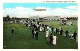 The Cleveland Airport Old Planes Grass Field  Vintage Postcard - $10.84