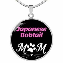 Japanese Bobtail Cat Mom Necklace Circle Pendant Stainless Steel Or 18k Gold 18- - £43.48 GBP