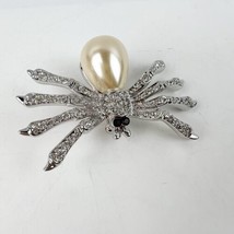 KJL Faux Park Pave Crystals Spider Pin Brooch Kenneth Jay Lane Deep Red Eyes - £72.37 GBP