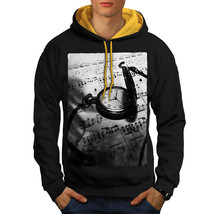 Wellcoda Clock Piano Notes Pocket Mens Contrast Hoodie - £34.53 GBP