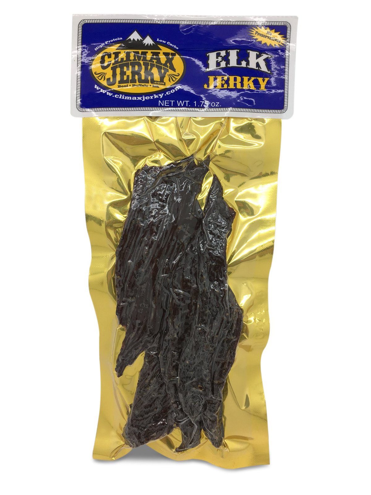 Primary image for BEST Premium Natural Style Kippered Cut Thick Strips 1.75 OZ. Elk Jerky - No Pre