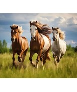 36&quot; X 44&quot; Panel Fall Running Free Horses Stallions Brown Cotton Fabric D... - $292.49 MXN