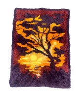 Vtg Latch Hook Dusk Dawn Safari Cottage Core Bungalow Granny Wall Hangin... - $1,141.99 MXN