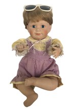 Danbury Mint Porcelain Doll Movie Star Sunglasses Sitting Baby 11&quot; Gingham - $14.99