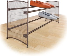 Expandable 2 Tier Stackable Shoe Rack With Mesh In Bronze From Lynk. - £31.11 GBP