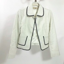 IVY Moda Woven White Blazer with Black Trim &amp; Silver Metallic Thread - $403.63 MXN