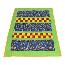 Handmade Superhero Boys Crib Quilt Striped Handmade Lap Throw Blanket 35.5x42.75 - £15.89 GBP