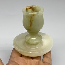 269g, 3.2&quot;x1.5&quot;x2.9&quot;, Natural Green Onyx Candle Holder Gemstone Hand Carved, B32 - £35.79 GBP