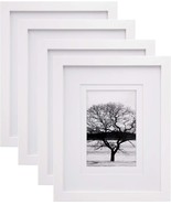 8x10 Picture Frames 4 PCS, Made of Solid Wood Display (White) - £13.59 GBP