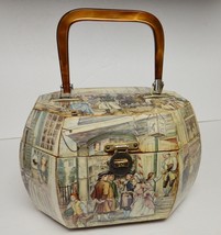 Decoupage Wood Purse Handbag Case Decor Octagon Victorian Early American... - £63.27 GBP