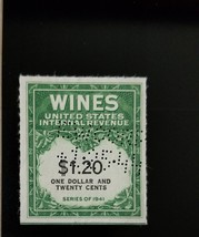 1942 $1.20 U.S.A. Internal Revenue Cordial &amp; Wine, Green Scott RE146 Used - $1.49