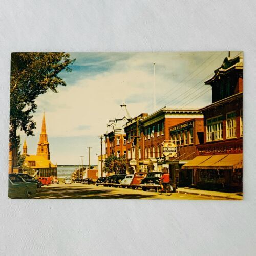 Primary image for Rimouski Qubec Canada St Germain Cathedral 1950's Cars Store Fronts St Lawrence
