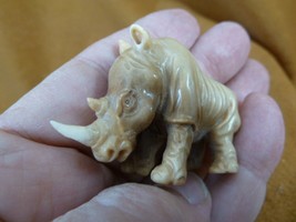 tb-rhino-6) little tan rhino Rhinoceros Tagua NUT palm figurine Bali love rhinos - £31.76 GBP