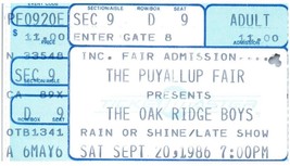 Vintage Ridge Oak Boys Ticket Stub September 20, 1986 Puyallup Fair-
sho... - £35.94 GBP