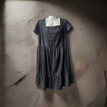 NWT Terra &amp; Sky Chambray Knee Length Dress Womens Plus Size 3X Black Tiered - $25.69