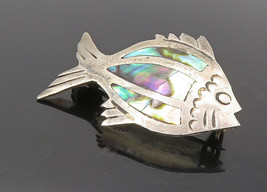 JRC MEXICO 925 Silver - Vintage Abalone Shell Fish Motif Brooch Pin - BP3620 - £30.09 GBP