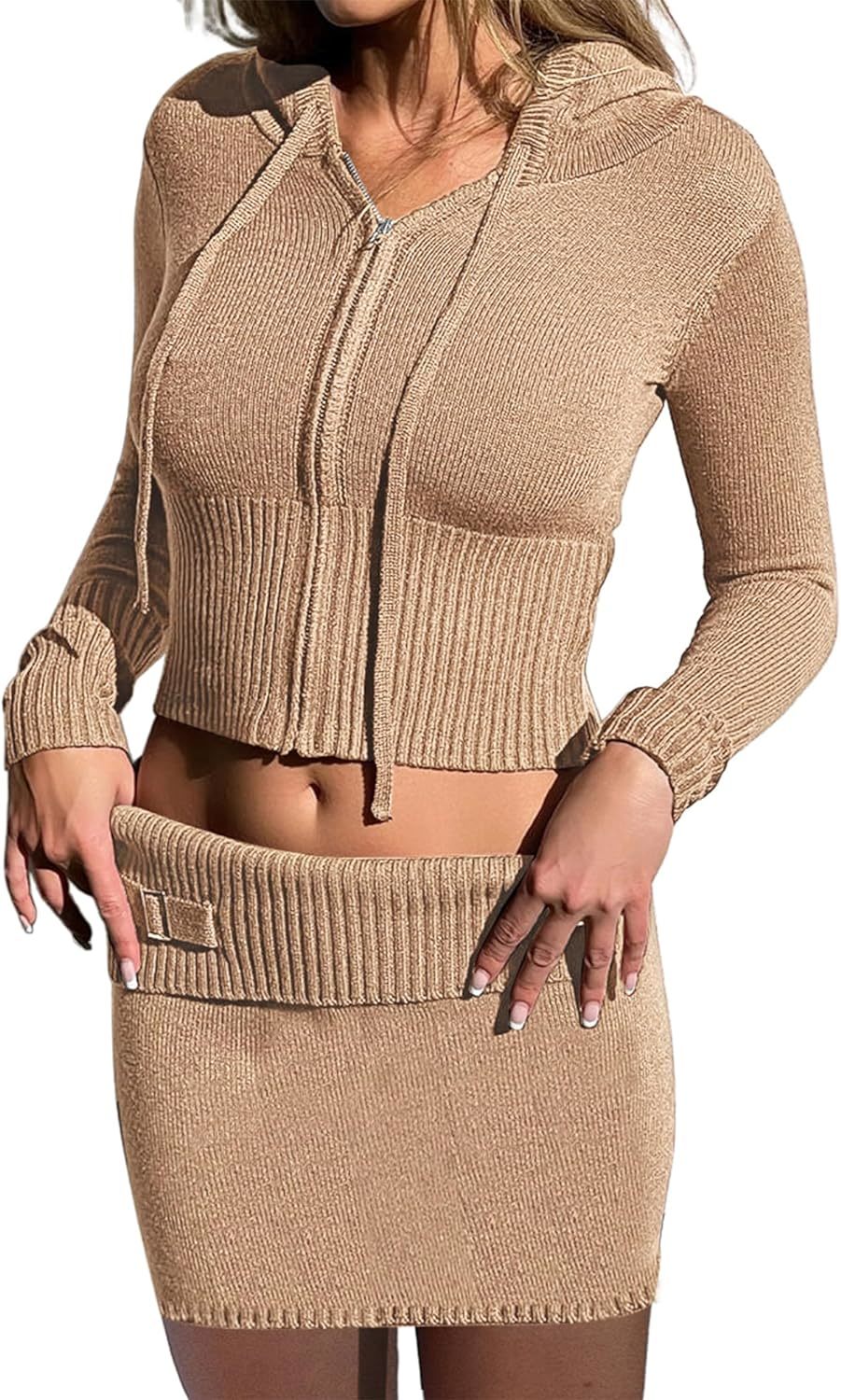 Primary image for Long Sleeve Hooded Zipper Jacket and skirt Set