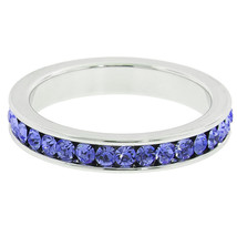 Silver Wedding Band All Around Lavender Crystal Eternity Band  Sizes 5 6... - £12.75 GBP