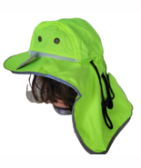 Hi Vis Reflective Safety Boonie Neck Flap Cover Work Hat Wide Brim Neon Cap - $16.65 CAD