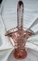 Vintage Duncan Miller Glass Pink Glass Etched 12” Basket - £69.98 GBP