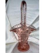 Vintage Duncan Miller Glass Pink Glass Etched 12” Basket - £70.93 GBP