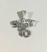 14k White Gold Sweet 16 Pendant Charm - $66.00