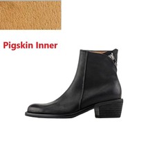 Thick Heel Ankle Boots Street Style Winter Shoes Woman Point Toe Cowhide Punk Sh - £129.94 GBP