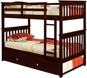 DONCO Twin/Twin Dark Cappuccino Mission Bunk Bed with Twin Trundle - $951.99