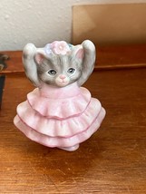 Schmid Kitty Cucumber Gray Tabby Cat in Pink BALLERINA Tutu Dress Ceramic Figuri - £11.64 GBP