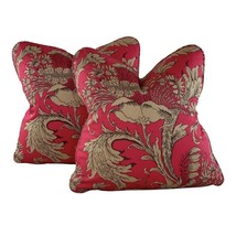 Pair 18&quot; Pillow Covers Vicki Payne Free Spirit Brown Pink Botanical Floral Leaf - £50.23 GBP