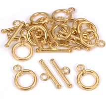 Round Toggle Clasp Gold Plated Jewelry 17mm Approx 12 - £7.57 GBP