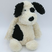 Jellycat Bashful Cream Black Puppy Dog Medium Eye Patch 12&quot; Stuffed Animal Plush - £10.16 GBP