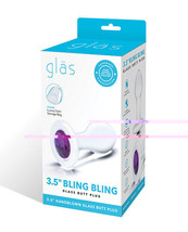 Glas 3.5&quot; Bling Bling Glass Butt Plug - Clear - £21.06 GBP