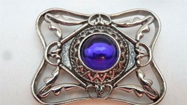 Vintage SilverTone Purple Stone Pin Brooch - £7.95 GBP