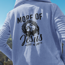 Heavy Blend™ Hooded Sweatshirt &quot;More of Jesus&quot; Printed on the back Black Font - £33.93 GBP