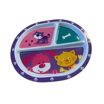 New Melamine Cats Dogs Pets Divided Plate 9x8 Divided Dinner Plate Purpl... - $9.89