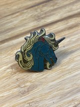 Vintage Blue Unicorn White Mane Lapel Pin Pinback REtro 80s KG - $9.89