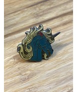 Vintage Blue Unicorn White Mane Lapel Pin Pinback REtro 80s KG - $9.89