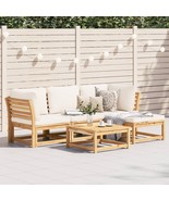  Garden Lounge Set Solid acacia wood, Cream white cushions - $14,390.14 MXN