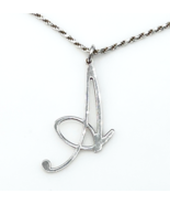 Sterling Silver Fancy Cursive Script Initial A Pendant Necklace 1.5mm Ro... - $44.55