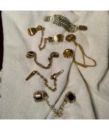 Vintage sweater clips art deco faux pearl gold tone six pieces pat #&#39;s n... - £45.13 GBP