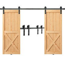 VEVOR 8FT Sliding Barn Door Hardware Kit, 330LBS, Fit 3.7-4.3FT Total Wide - $59.99