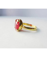 5Ct Oval Cut Red Natural Ruby Woman Silver Ring 14k Yellow Gold Plated New Ring - $130.90