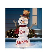 37&quot; Indoor/Outdoor Pre-Lit Holiday &quot;Be Merry&quot; Decorative Christmas Snowm... - $812.35 MXN