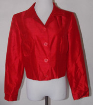 Cache Womens Jacket Size 10 Red Blazer Button Down Vintage Padded Shoulders - £32.04 GBP
