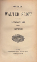 Walter Scott Antiquary Novel Literature French Edition Antique Book - £78.88 GBP