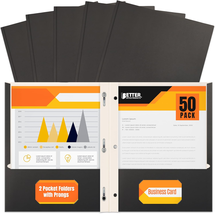 Black Paper 2 Pocket Folders with Prongs, 50 Pack, Matte Texture Black - $37.86